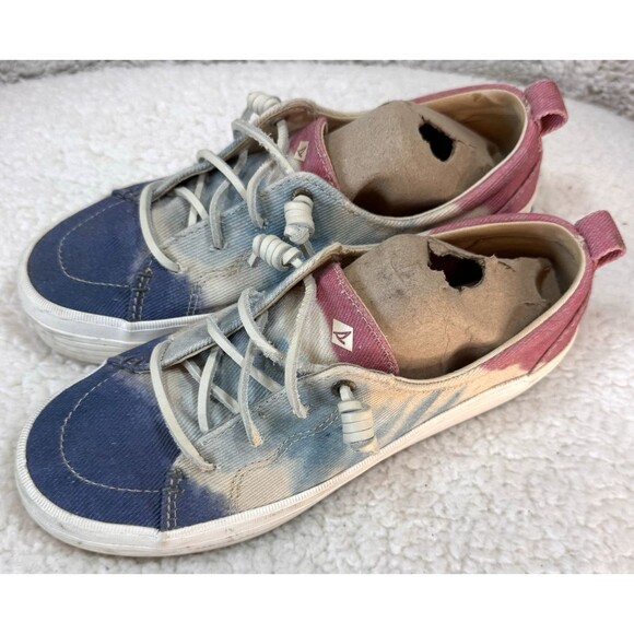 SPERRY Sneakers Women’s Size 8 US Vibes THICK SOLE OCEAN SHORE TIE DYE Blue Pink - Picture 2 of 14